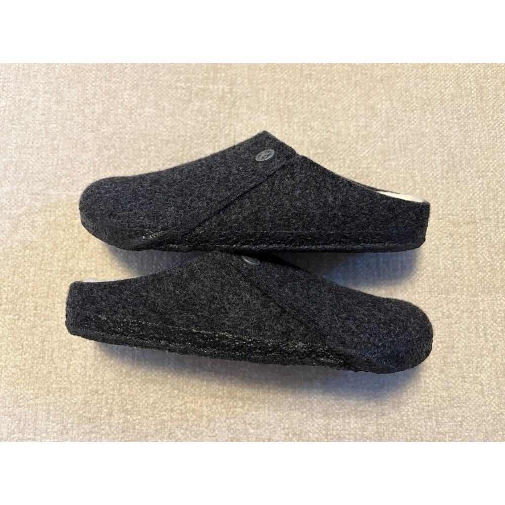 Birkenstock Zermatt Dark Grey Wool Shearling Slippers Size 38 Narrow L7 M5 - Picture 10 of 13